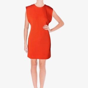 Free People Orange Fleece Cut Off Sleeveless Mini Dress Sz Medium Keyhole Button
